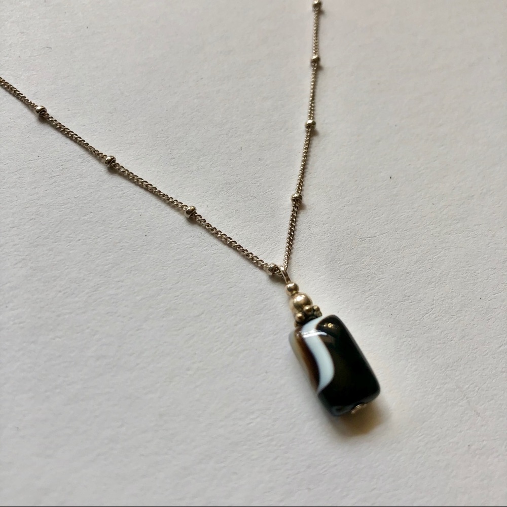 Sterling Silver Blown Glass Pendant Necklace